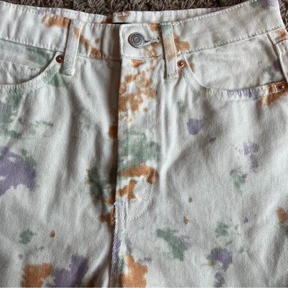 Wild Fable White with Multi ColorSplatter Pattern Highest Rise Jean Shorts Sz 00 - Picture 8 of 10
